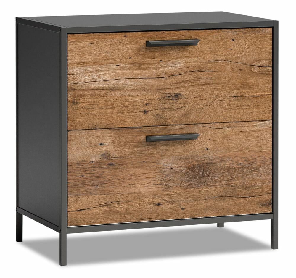 Tayla 30.24″ 2-Drawer Filing Cabinet – Vintage Oak & Black Cabinets