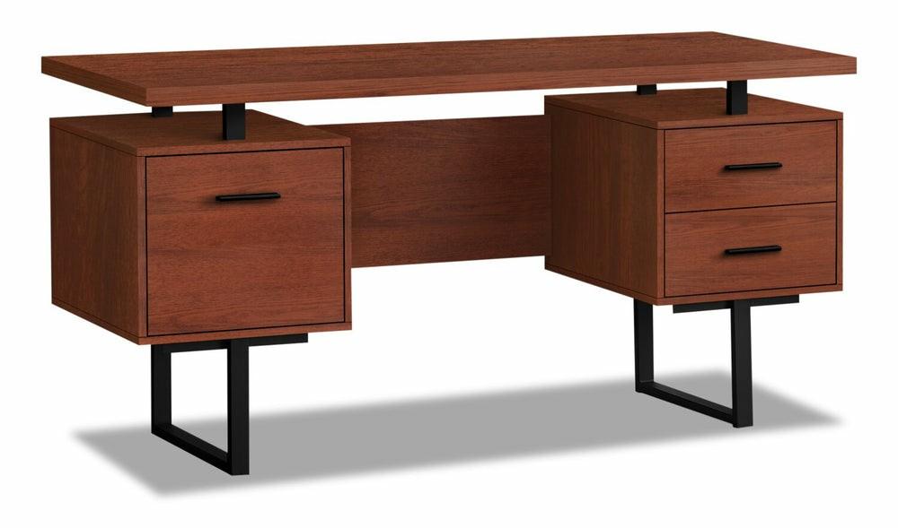 Teagan 60″ Reversible Desk With 3-Drawers – Cherry Desks