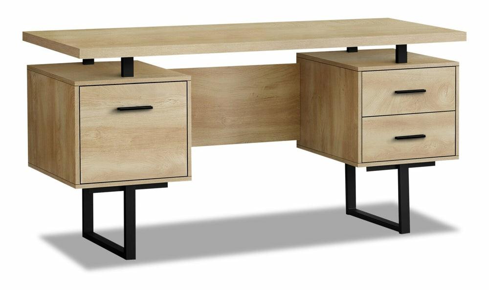 Teagan 60″ Reversible Desk With 3-Drawers – Natural Desks