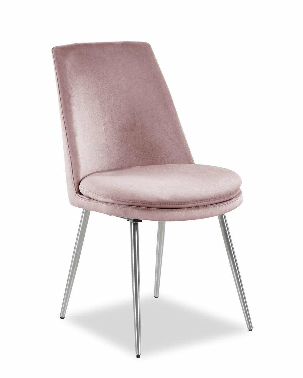 Tera Dining Chair With Velvet Fabric, Metal, Modern Mid-Century – Pink Accent Chairs