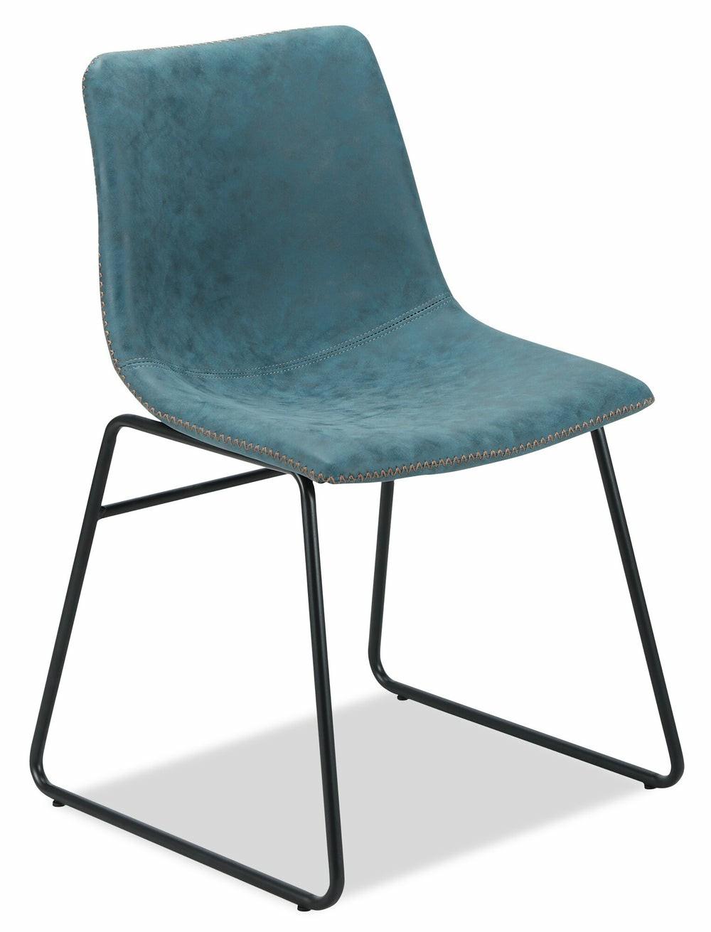 Tess Dining Chair With Leather-Look Fabric, Metal – Blue Accent Chairs