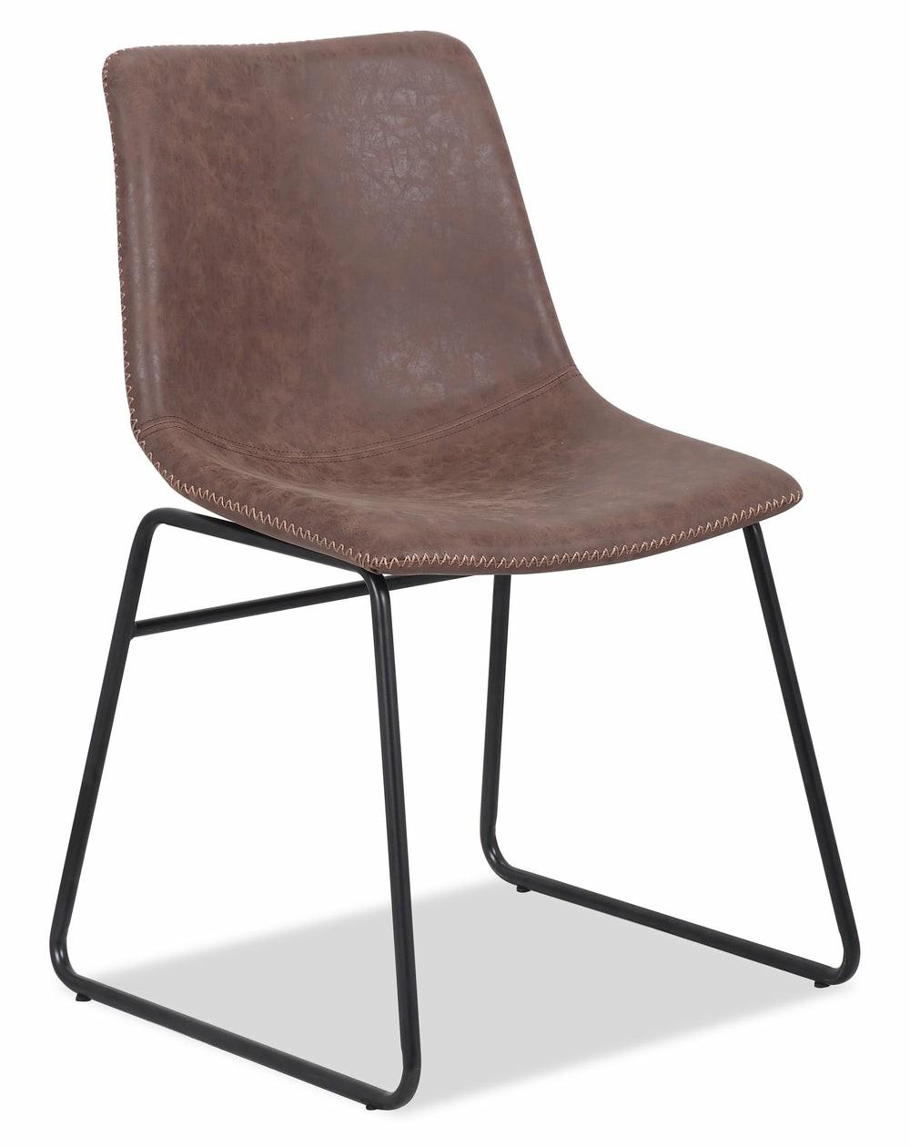 Tess Dining Chair With Leather-Look Fabric, Metal – Brown Accent Chairs