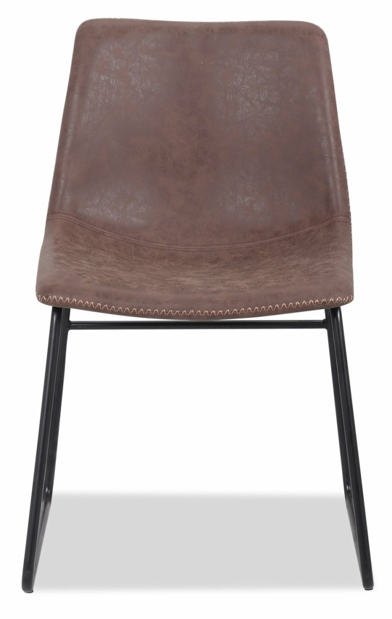 Tess Dining Chair With Leather-Look Fabric, Metal – Brown Accent Chairs