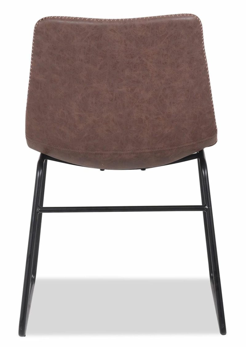 Tess Dining Chair With Leather-Look Fabric, Metal – Brown Accent Chairs