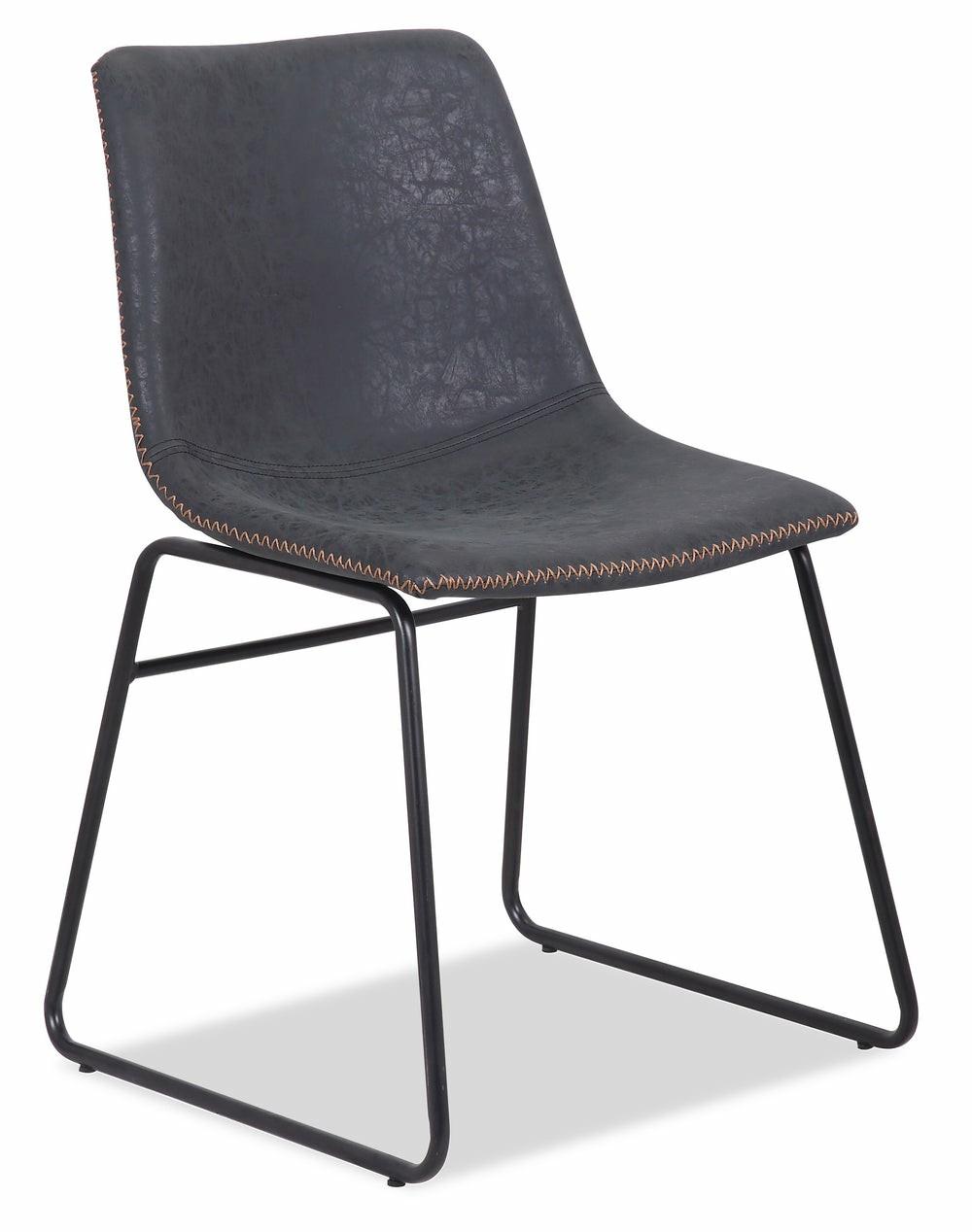 Tess Dining Chair With Leather-Look Fabric, Metal – Grey Accent Chairs