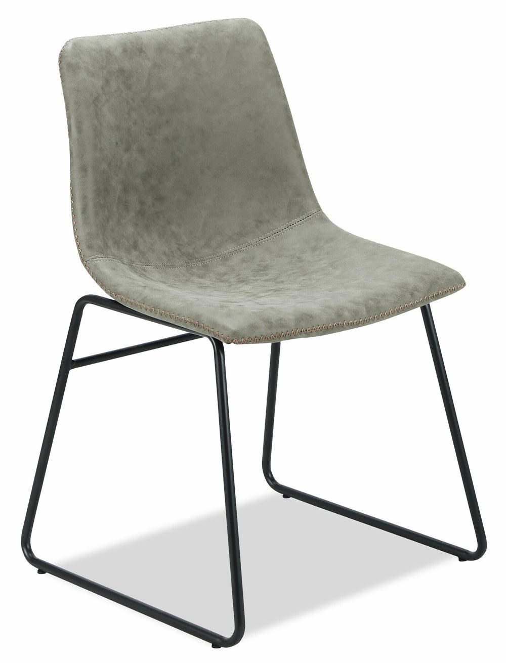 Tess Dining Chair With Leather-Look Fabric, Metal – Khaki Accent Chairs