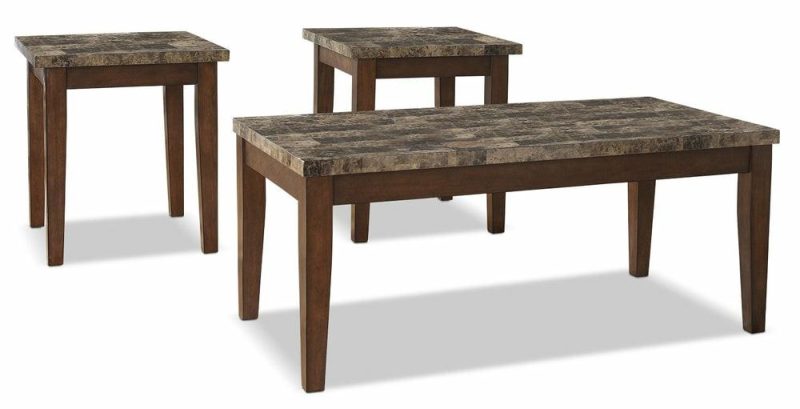 Theo 3-Piece Coffee And Two End Tables Package – Warm Brown Coffee Tables