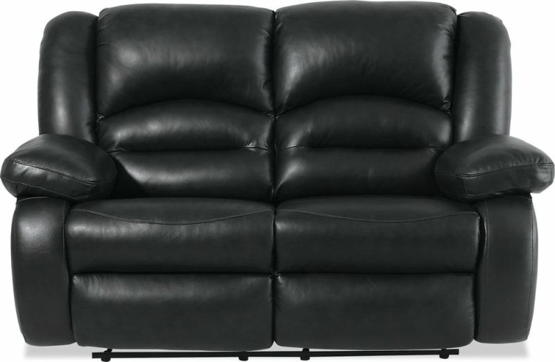 Toreno Genuine Leather Power Reclining Loveseat – Black Furniture