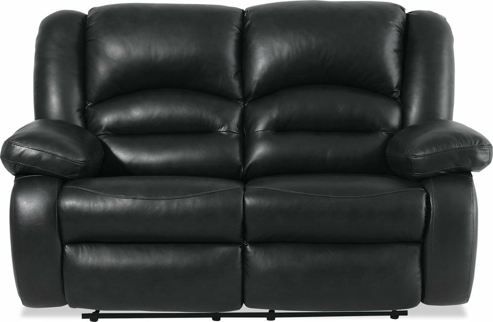 Toreno Genuine Leather Reclining Loveseat – Black Furniture