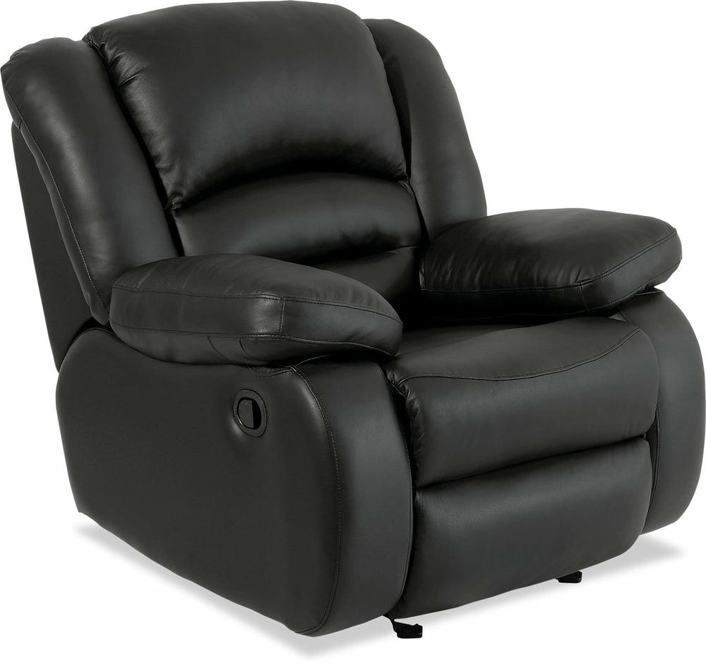 Toreno Genuine Leather Rocker Recliner – Black Furniture