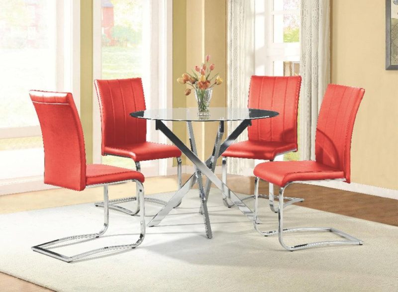 Tori Dining Chair With Vegan-Leather Fabric, Metal – Red Dining Chairs