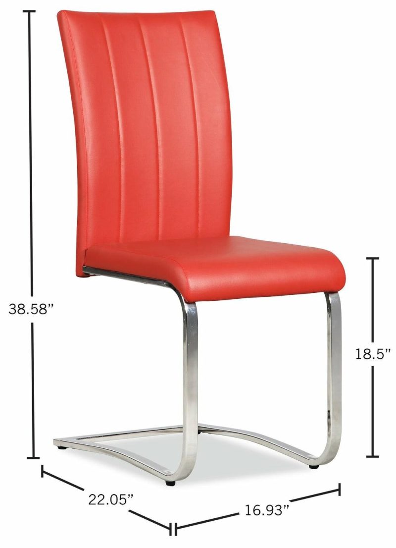 Tori Dining Chair With Vegan-Leather Fabric, Metal – Red Dining Chairs