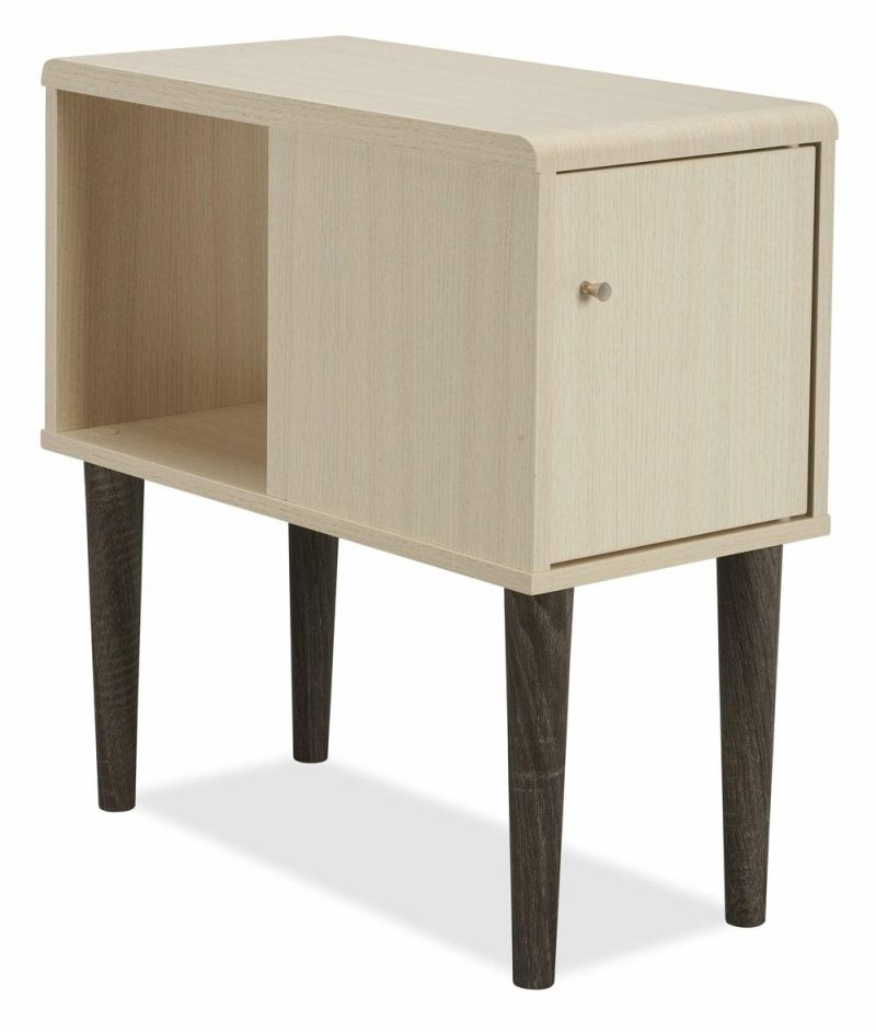 Torry 11.5″ Chairside Table With Cabinet – Ivory End Tables