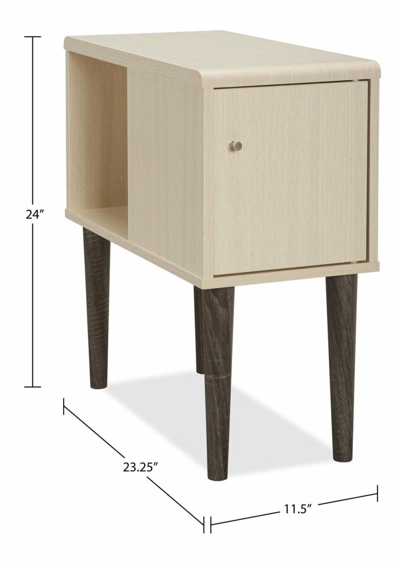 Torry 11.5″ Chairside Table With Cabinet – Ivory End Tables