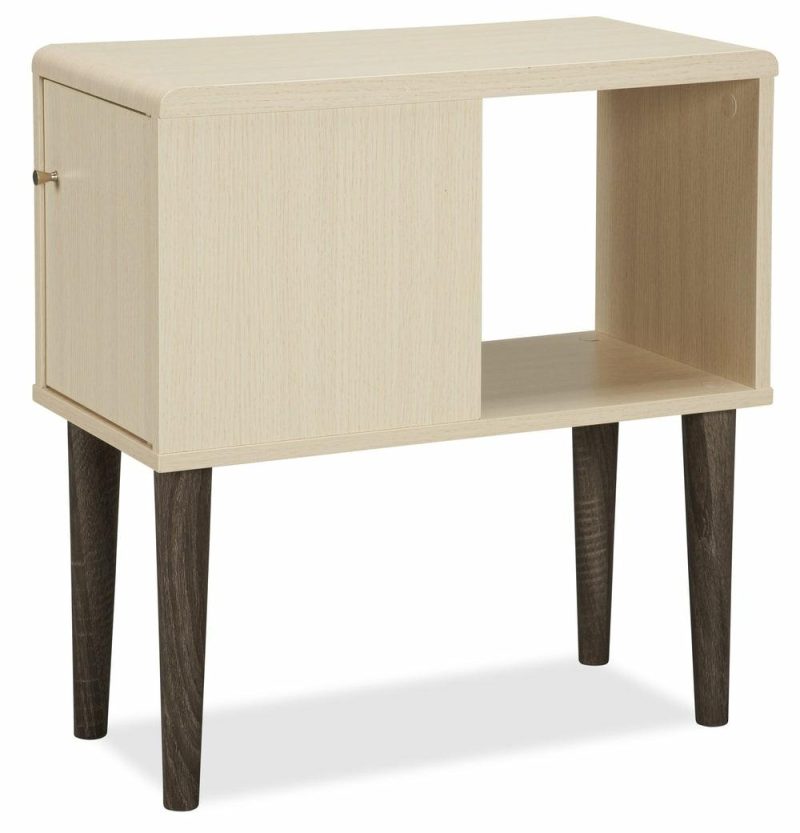 Torry 11.5″ Chairside Table With Cabinet – Ivory End Tables