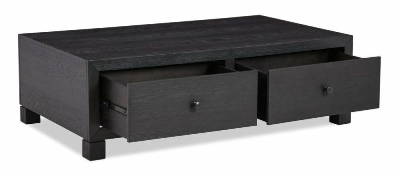 Tosca 54.88″ Modern Coffee Table With Storage – Black Finish Wood Coffee Tables