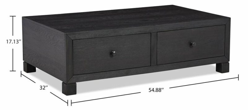 Tosca 54.88″ Modern Coffee Table With Storage – Black Finish Wood Coffee Tables