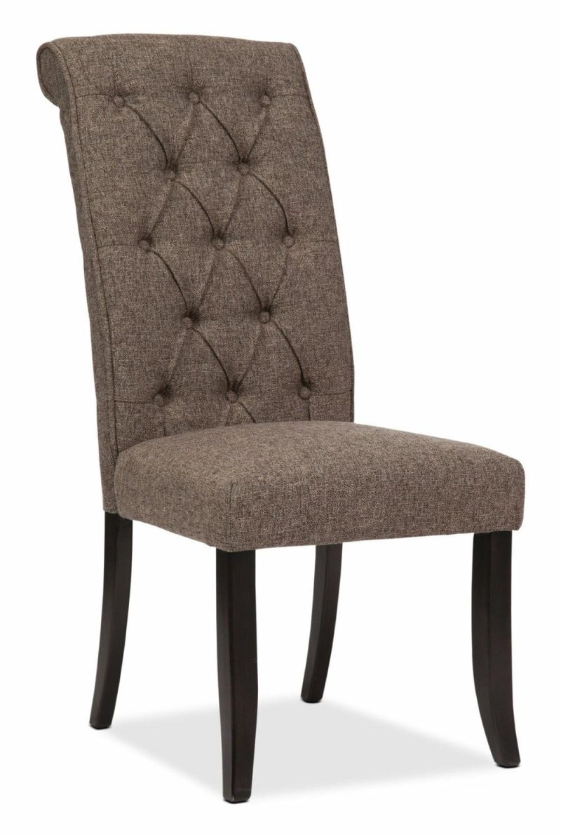 Tripton Dining Chair With Linen-Look Fabric, Button Tufted – Brown Accent Chairs