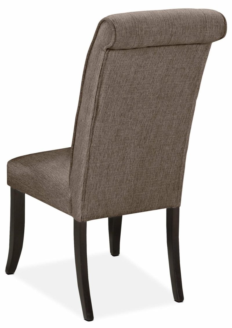 Tripton Dining Chair With Linen-Look Fabric, Button Tufted – Brown Accent Chairs