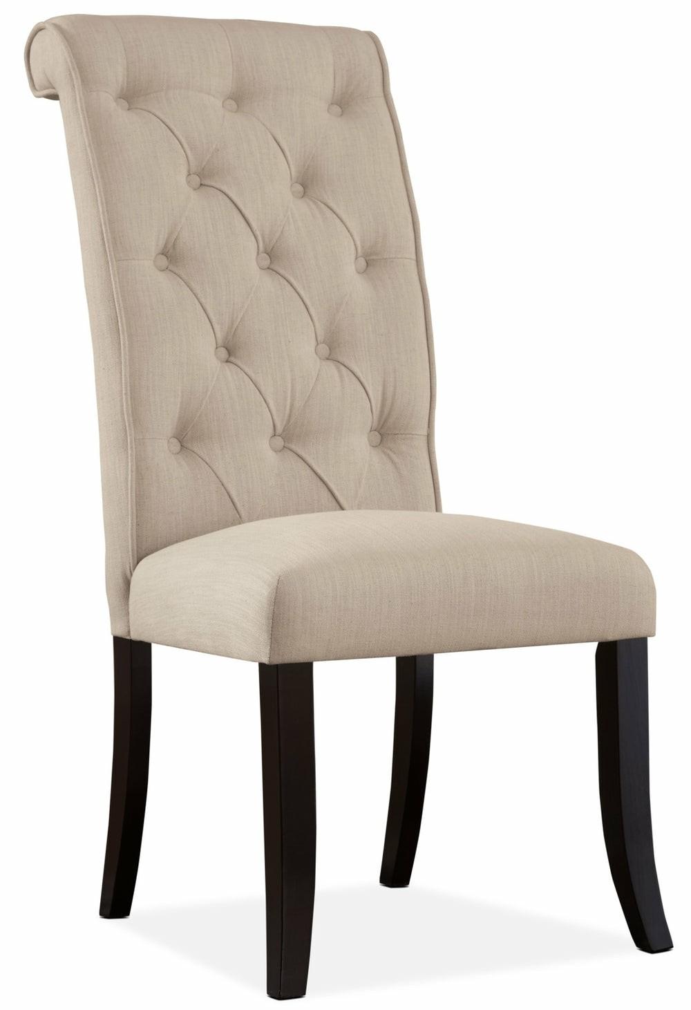 Tripton Dining Chair With Linen-Look Fabric, Button Tufted – Taupe Accent Chairs