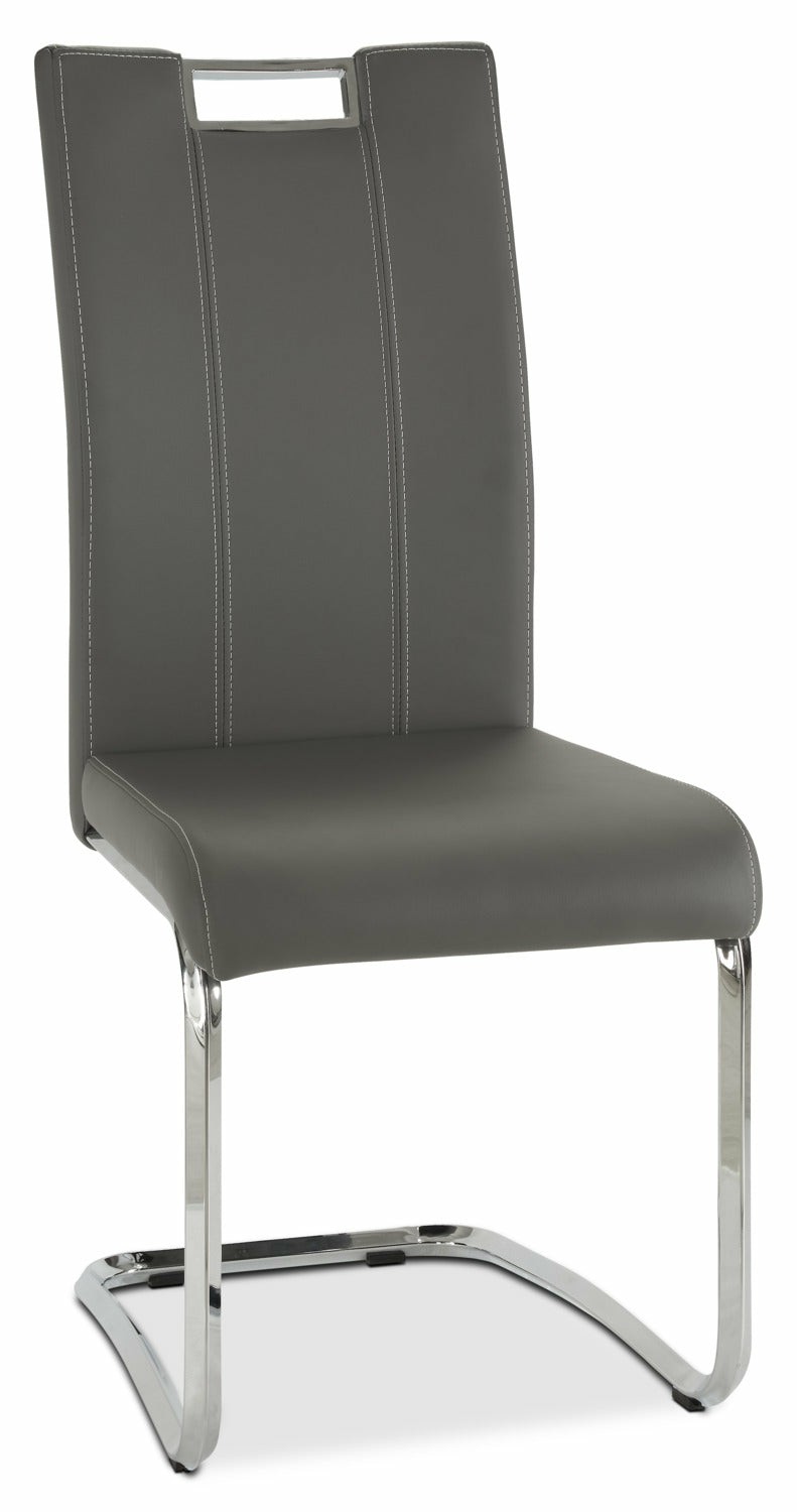 Tuxedo Dining Chair With Vegan-Leather Fabric, Metal – Grey Dining Chairs