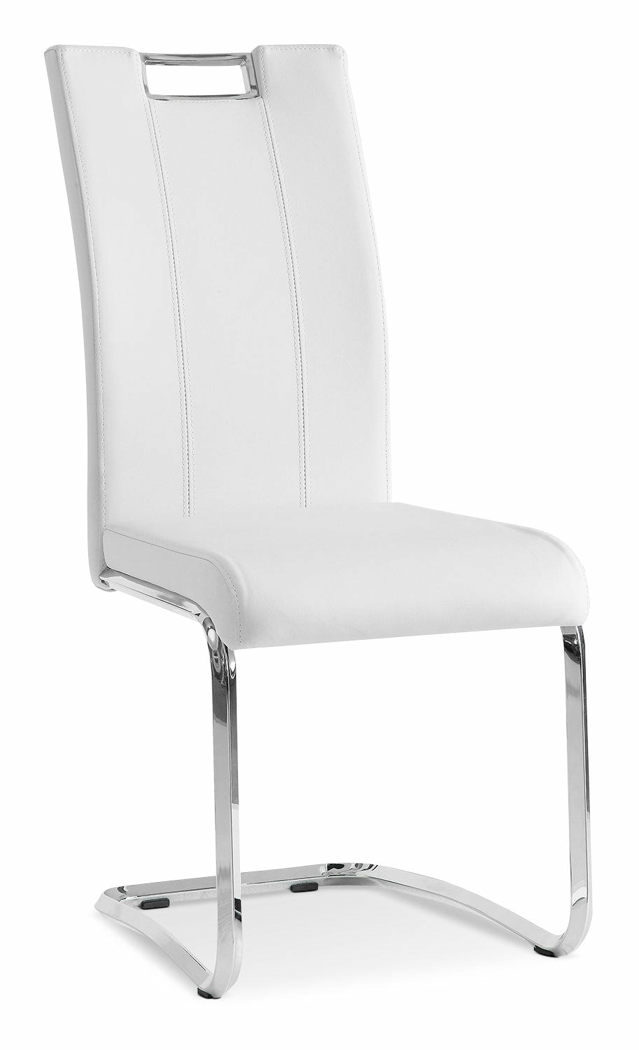 Tuxedo Dining Chair With Vegan-Leather Fabric, Metal – White Dining Chairs