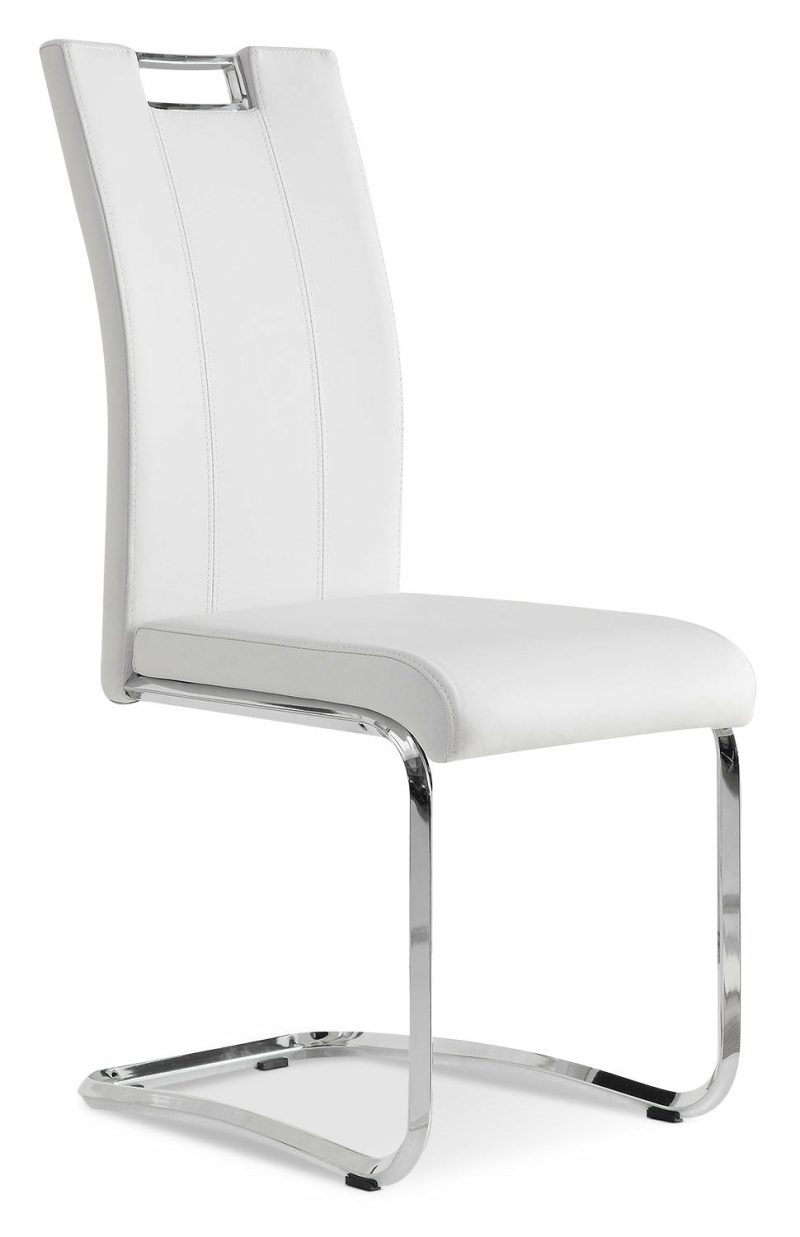 Tuxedo Dining Chair With Vegan-Leather Fabric, Metal – White Dining Chairs