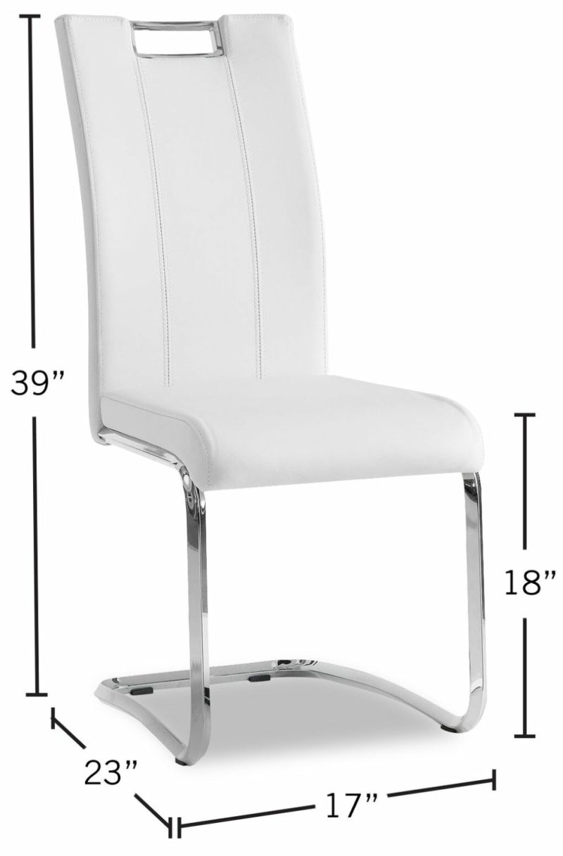 Tuxedo Dining Chair With Vegan-Leather Fabric, Metal – White Dining Chairs