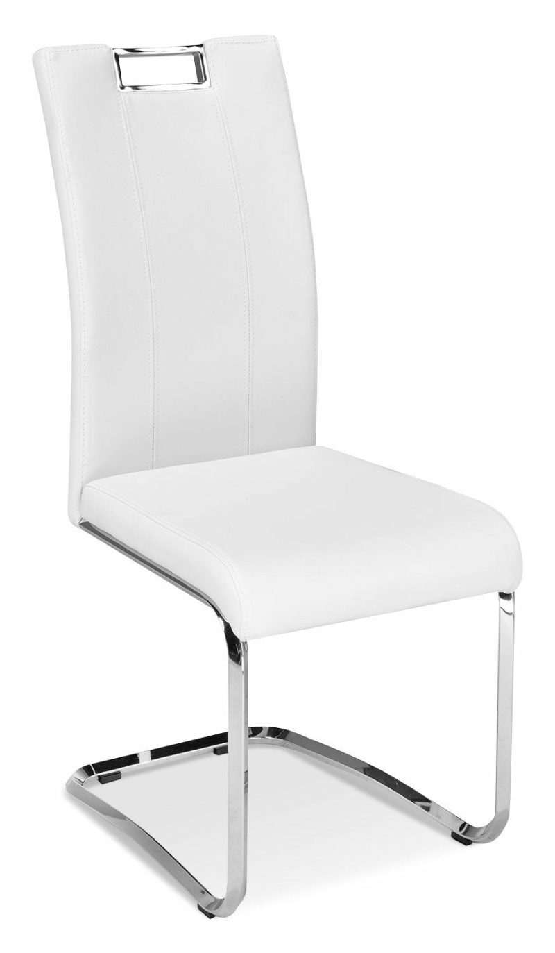 Tuxedo Dining Chair With Vegan-Leather Fabric, Metal – White Dining Chairs