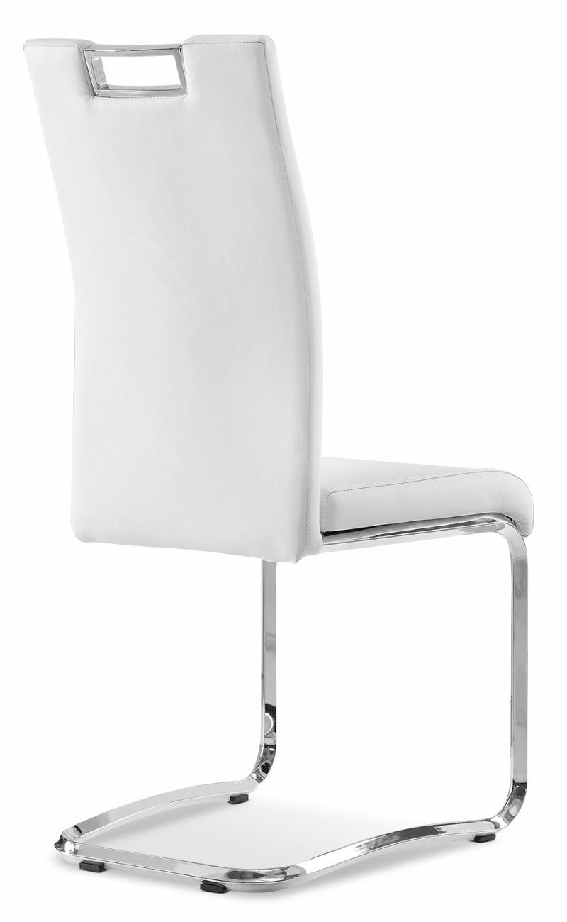 Tuxedo Dining Chair With Vegan-Leather Fabric, Metal – White Dining Chairs