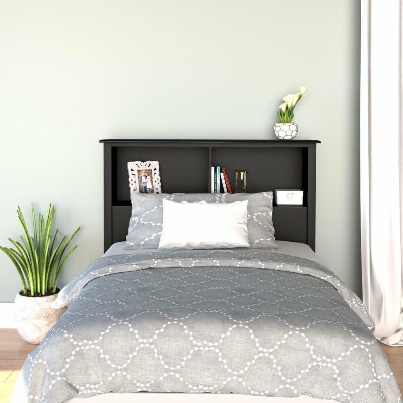 Twin Bookcase Headboard – Black Bedroom