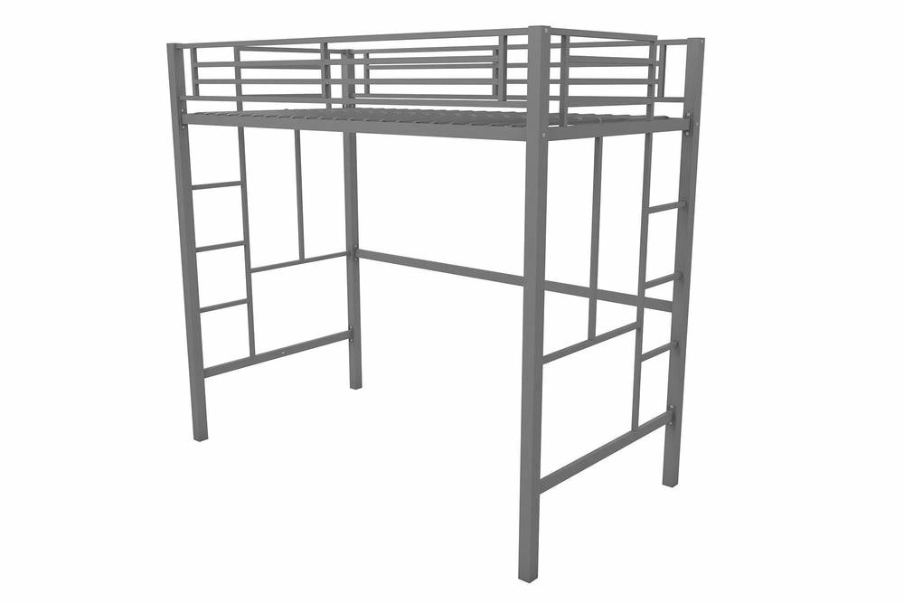 Twin Metal Loft Bed – Silver Bedroom