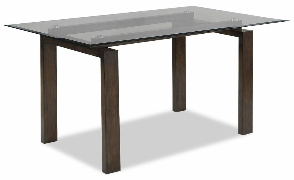 Tyler Dining Table With Glass Top, Wood, 64″W – Brown Dining Room