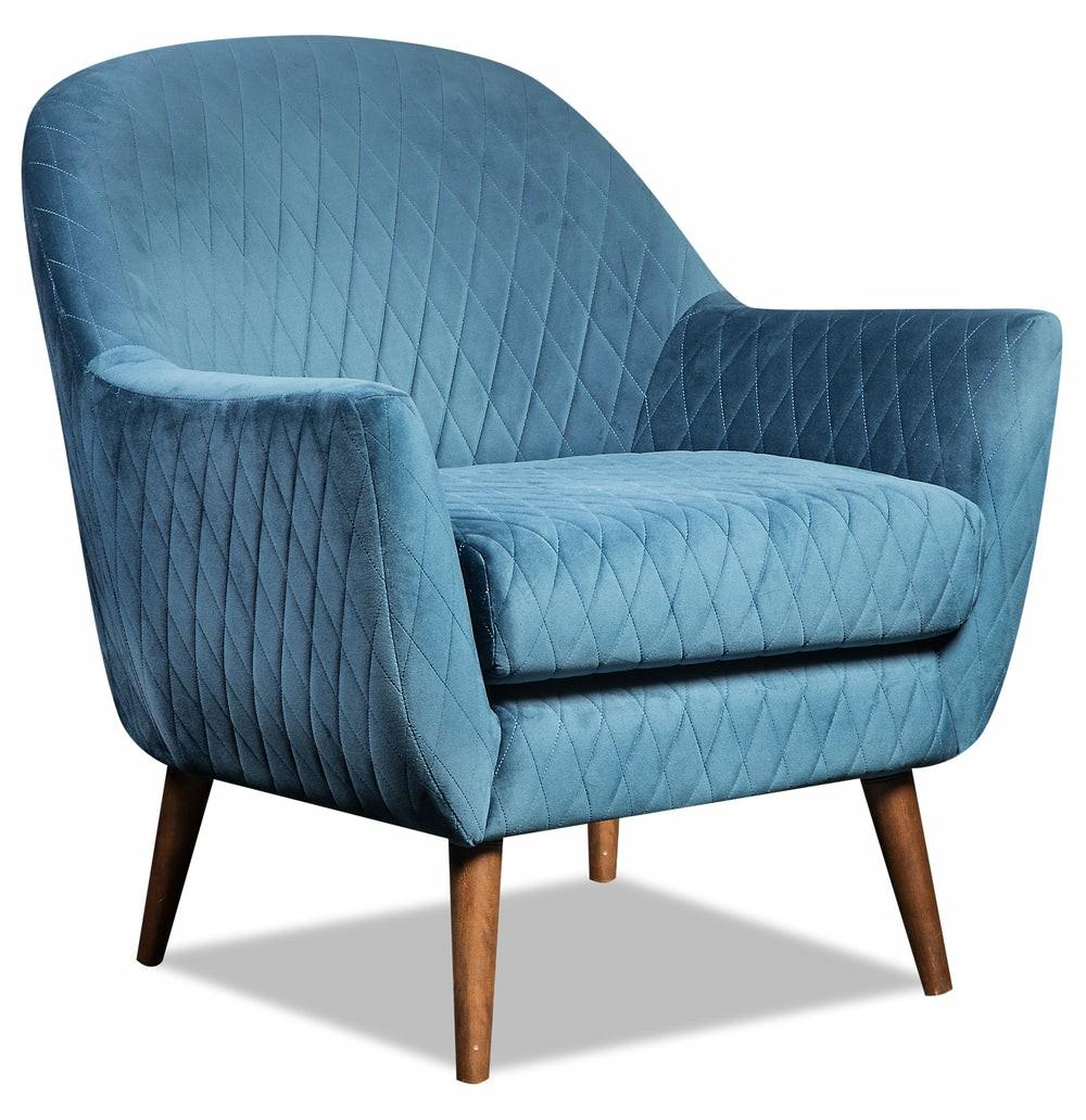 Venice 31″ Blue Velvet Fabric Accent Chair With Wood Legs Accent Chairs