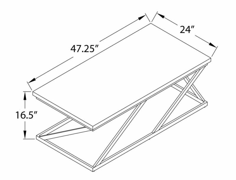 Verona 47.25″ Modern Coffee Table – White Marble Look With Black Metal Base Coffee Tables