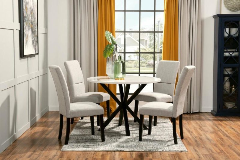 Verona Dining Chair With Linen-Look Fabric, Wood – Light Grey Dining Chairs