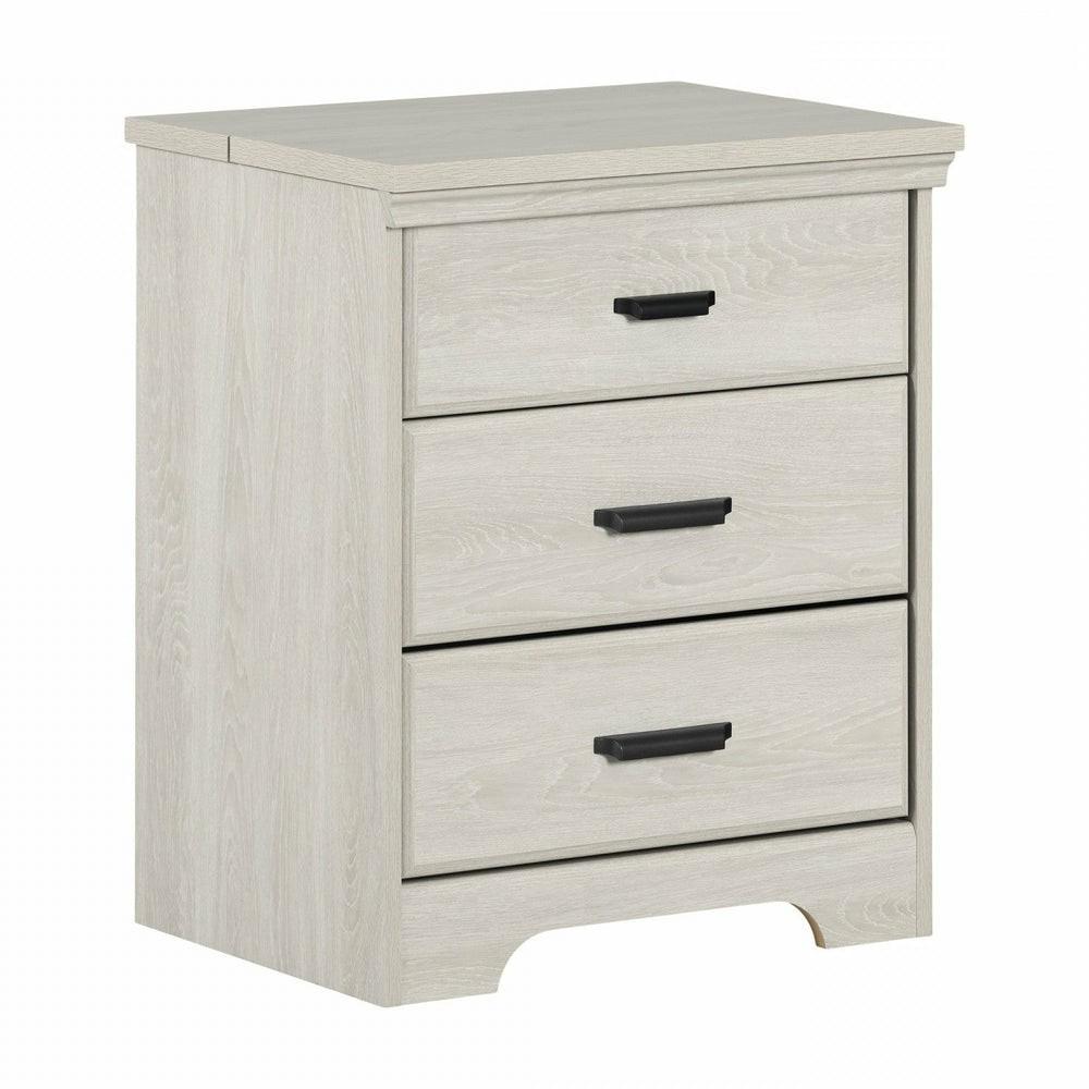 Versa Nightstand With Charging Station & Drawers – Winter Oak Bedroom