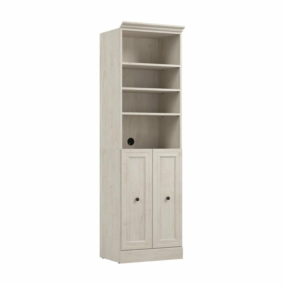 Versatile 25 W Closet Organizer With Doors – Linen White Oak Armoires & Wardrobes