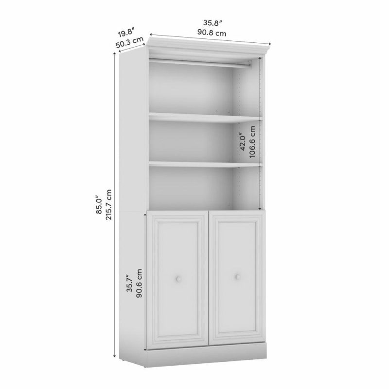 Versatile 36 W Closet Organizer With Doors – Platinum Grey Armoires & Wardrobes