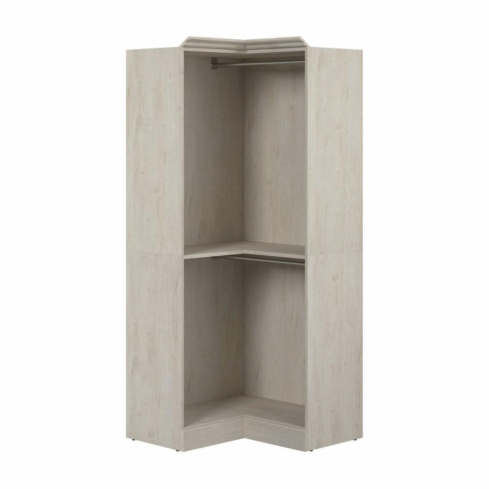 Versatile 36 W Corner Closet Organizer – Linen White Oak Armoires & Wardrobes