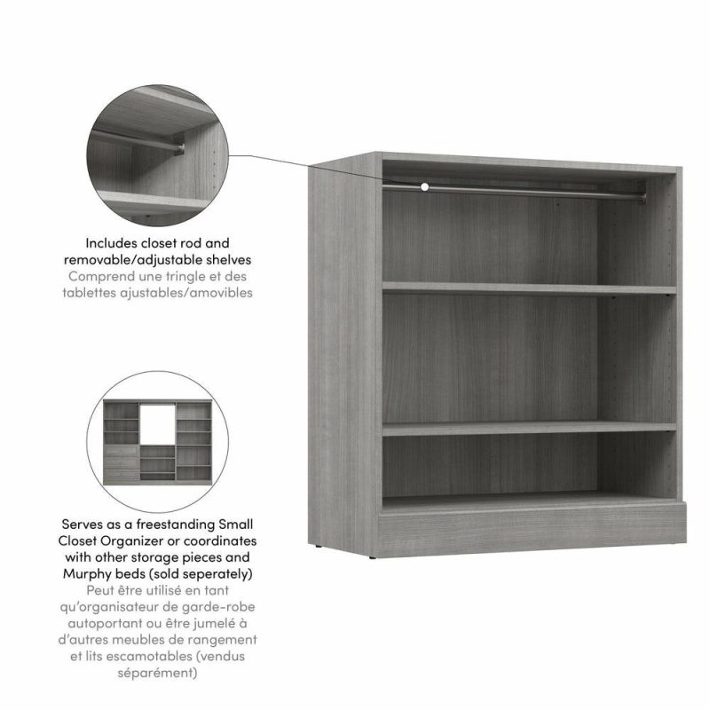 Versatile 36 W Small Closet Organizer – Platinum Grey Armoires & Wardrobes