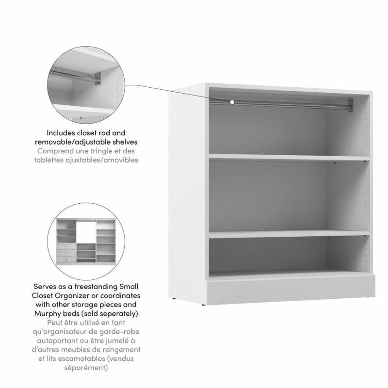 Versatile 36 W Small Closet Organizer – White Armoires & Wardrobes