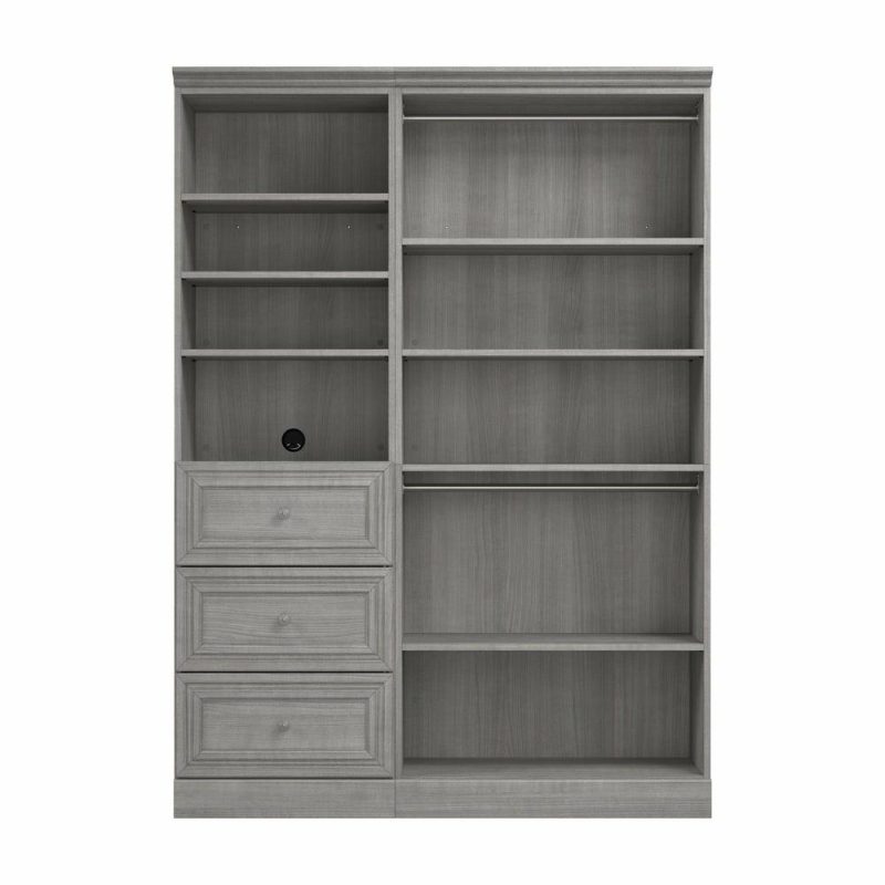 Versatile 61 W Closet Organizer System – Platinum Grey Armoires & Wardrobes