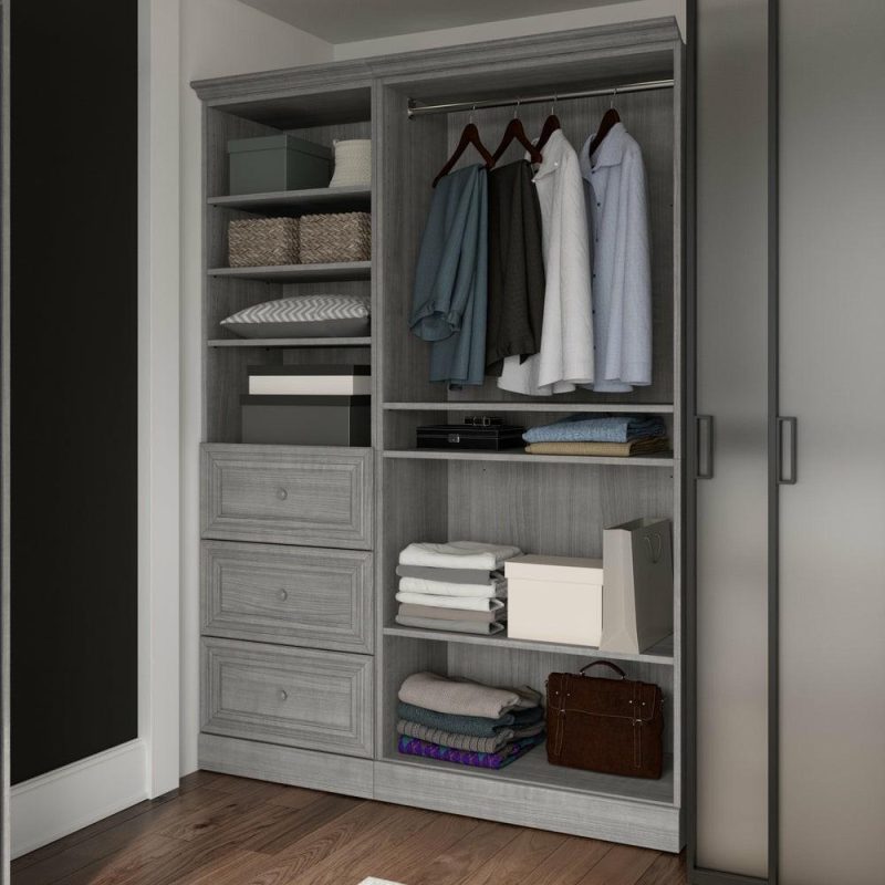 Versatile 61 W Closet Organizer System – Platinum Grey Armoires & Wardrobes