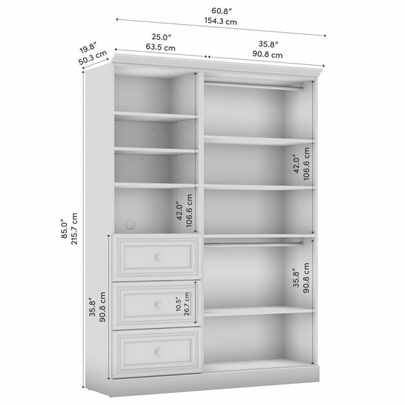 Versatile 61 W Closet Organizer System – Platinum Grey Armoires & Wardrobes