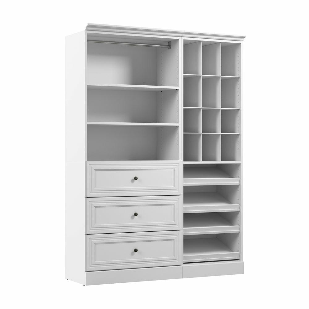 Versatile 61 W Closet Organizer System With Drawers – White Armoires & Wardrobes