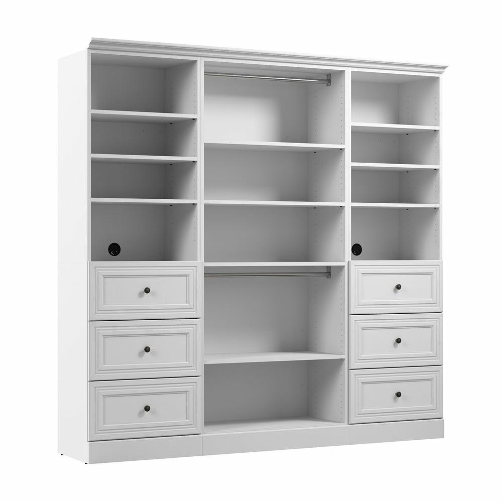 Versatile 86 W Closet Organizer With Drawers – White Armoires & Wardrobes