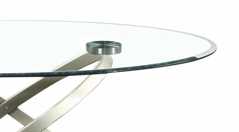 Vikki 48″ Modern Oval Glass Top Coffee Table – Glass With Metal Base Coffee Tables