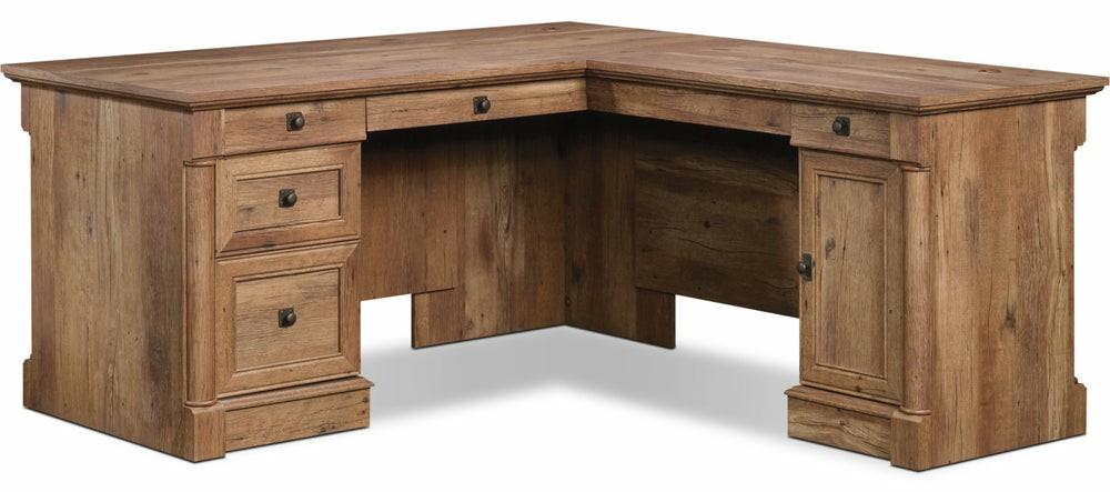 Vinecrest 65.11″ L-Shaped Corner Desk With 5-Drawers – Vintage Oak Desks