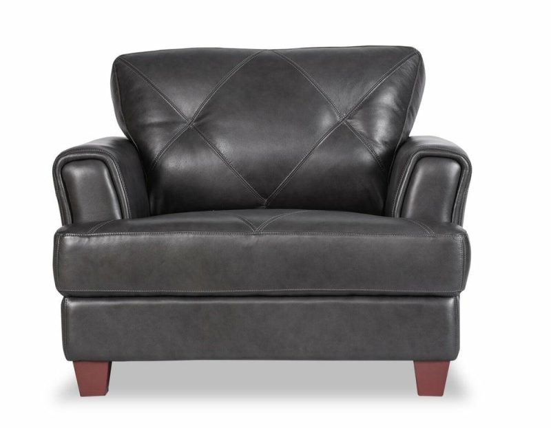 Vita 100% Genuine Leather Chair – Charcoal Furniture